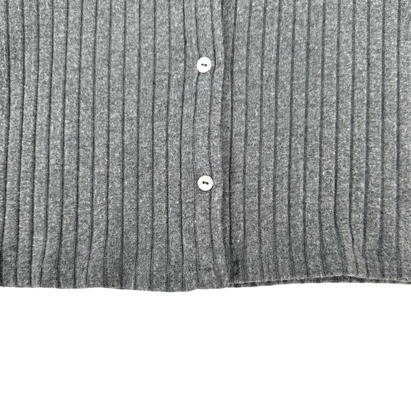 Donni "The Sweater Rib Cardi" Gray Button Up Organic Cotton Cardigan Sweater - M - Picture 4 of 9